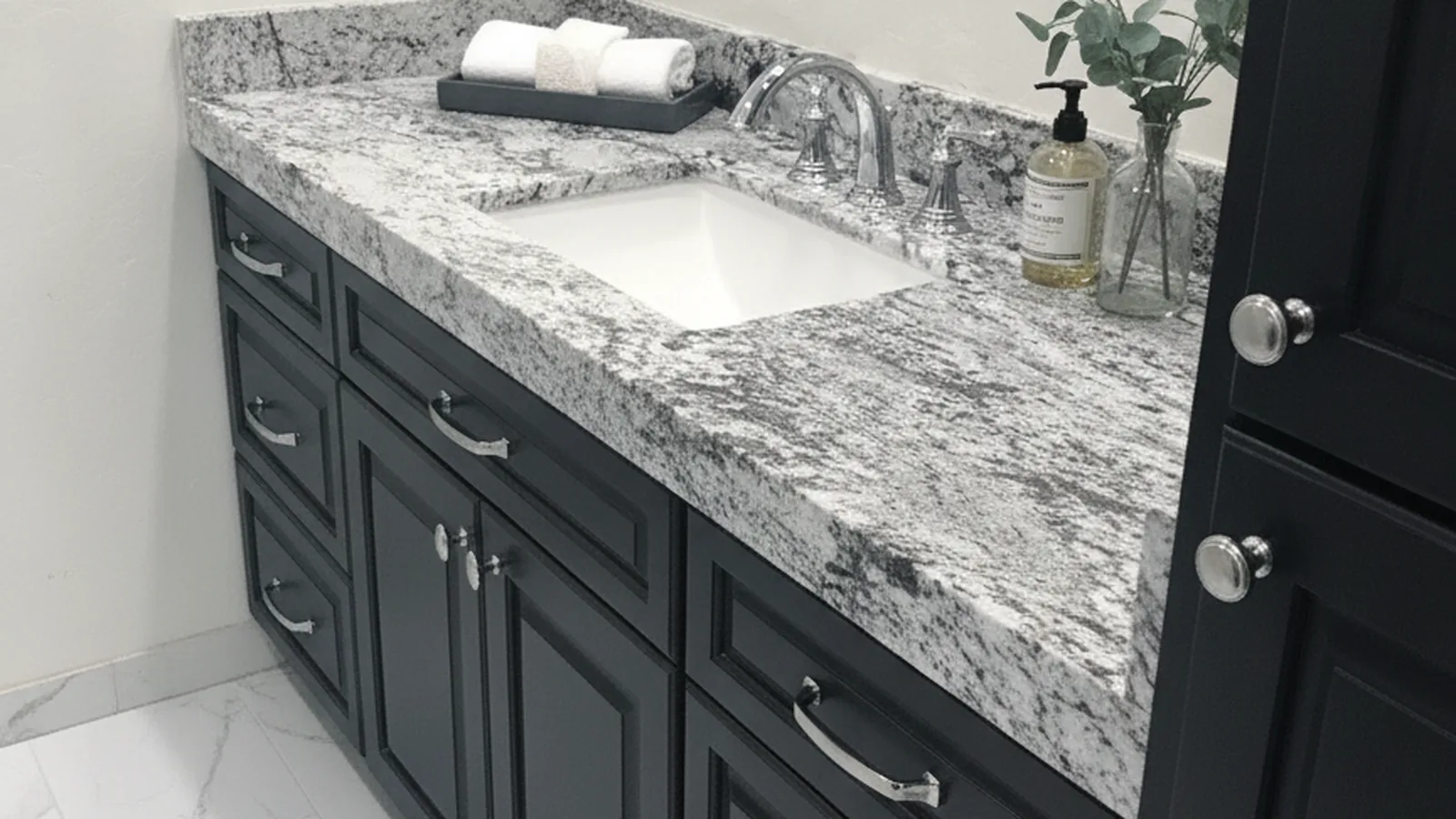 Stone vanity top being fabricated in the AZ Granite & Remodeling shop in Phoenix
